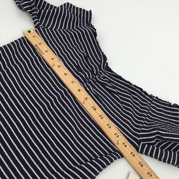 NWT Arizona Jean Co Striped Long Sleeve Crop Top Size Large Womens Blue White L - Picture 6 of 7